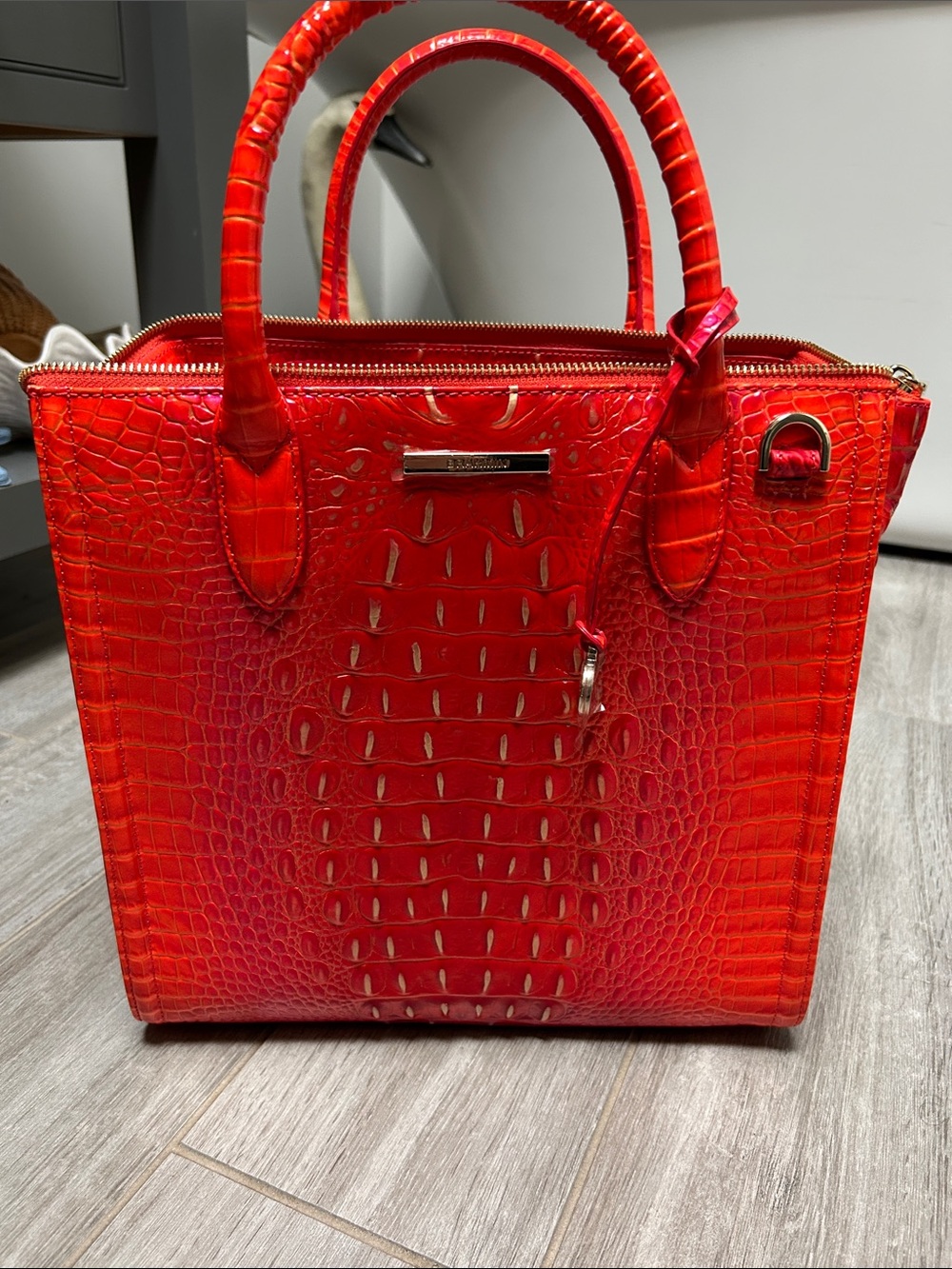 Brahmin summer red/0range Caroline bag .